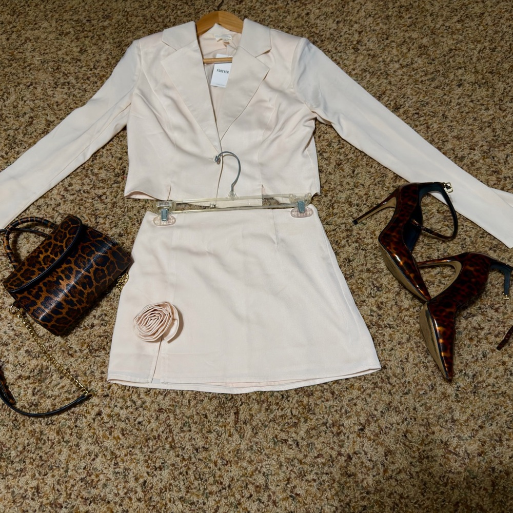 Forever 21 Cream Blazer and Skirt Set